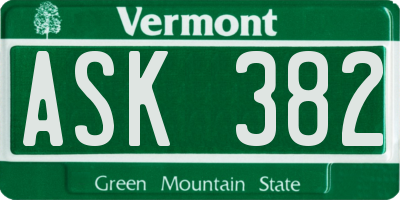 VT license plate ASK382