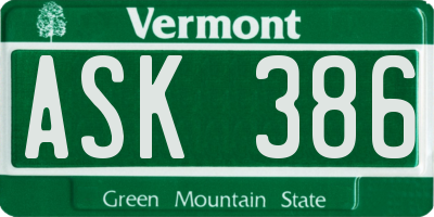 VT license plate ASK386