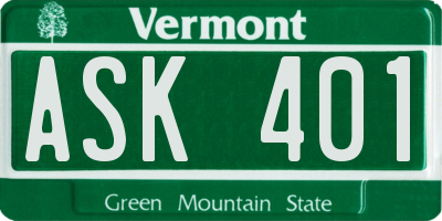VT license plate ASK401