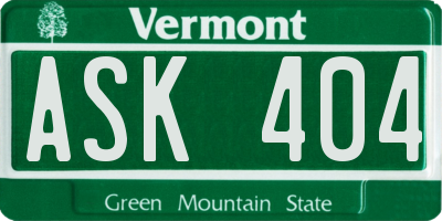 VT license plate ASK404