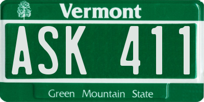 VT license plate ASK411