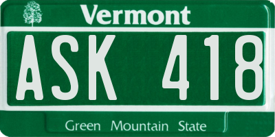 VT license plate ASK418