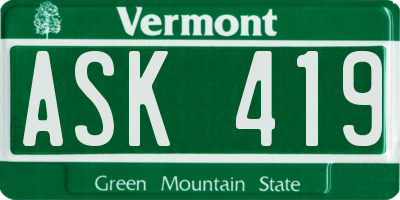 VT license plate ASK419