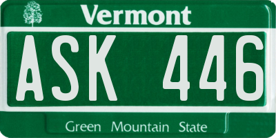 VT license plate ASK446