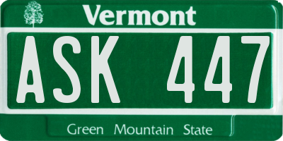 VT license plate ASK447