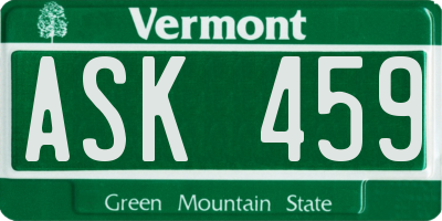VT license plate ASK459