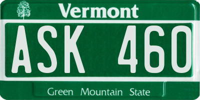 VT license plate ASK460