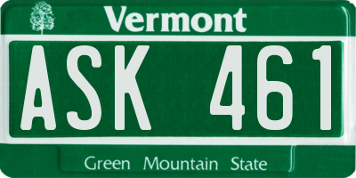 VT license plate ASK461