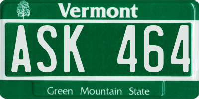 VT license plate ASK464