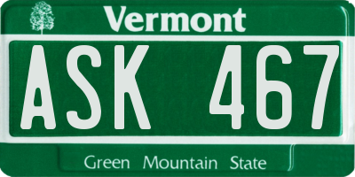 VT license plate ASK467