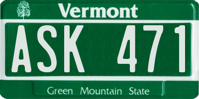 VT license plate ASK471