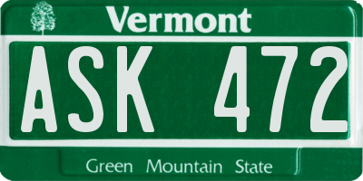 VT license plate ASK472