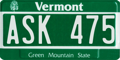 VT license plate ASK475