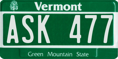 VT license plate ASK477