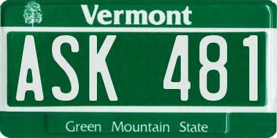 VT license plate ASK481