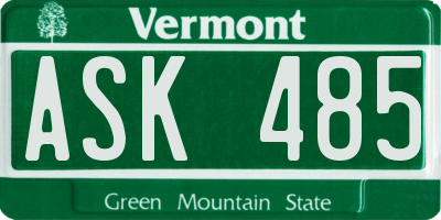 VT license plate ASK485