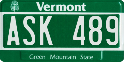 VT license plate ASK489