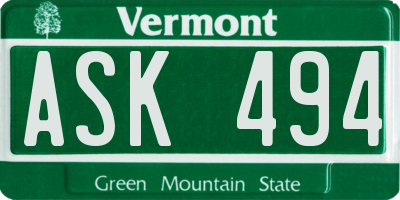 VT license plate ASK494