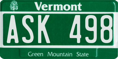 VT license plate ASK498