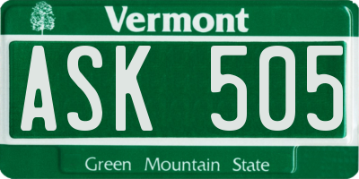 VT license plate ASK505