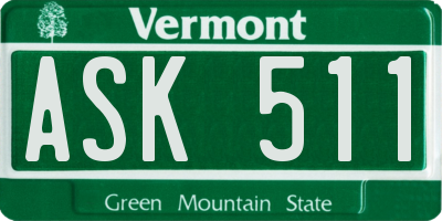 VT license plate ASK511