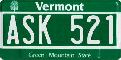 VT license plate ASK521