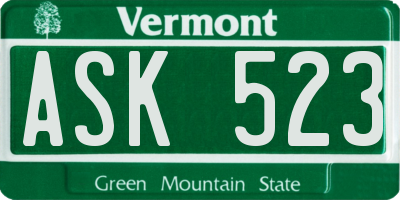 VT license plate ASK523