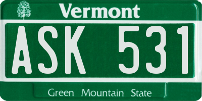 VT license plate ASK531