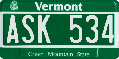 VT license plate ASK534