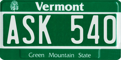 VT license plate ASK540