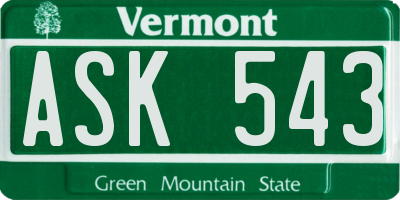 VT license plate ASK543