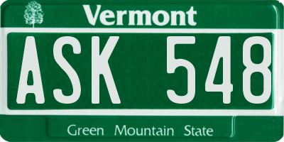 VT license plate ASK548