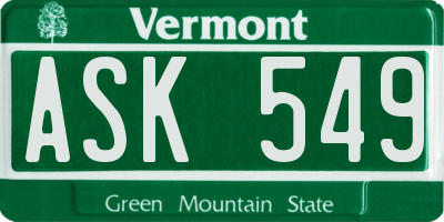 VT license plate ASK549