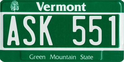 VT license plate ASK551