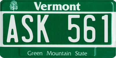 VT license plate ASK561