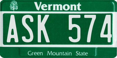 VT license plate ASK574