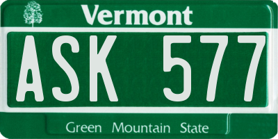 VT license plate ASK577