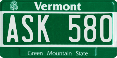 VT license plate ASK580