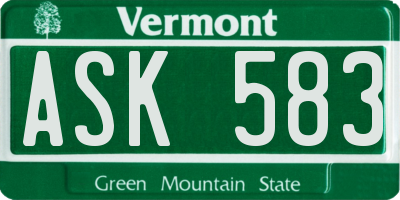 VT license plate ASK583