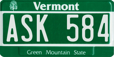 VT license plate ASK584