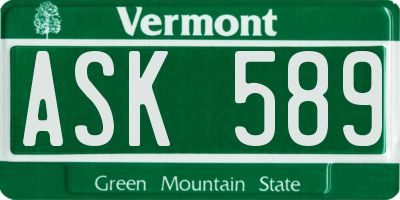 VT license plate ASK589