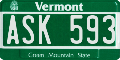 VT license plate ASK593