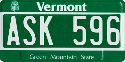 VT license plate ASK596