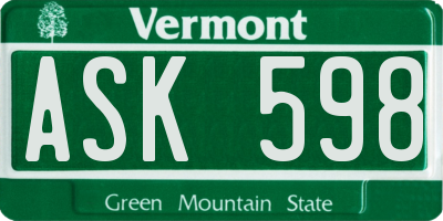 VT license plate ASK598