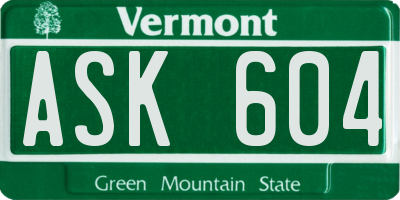 VT license plate ASK604