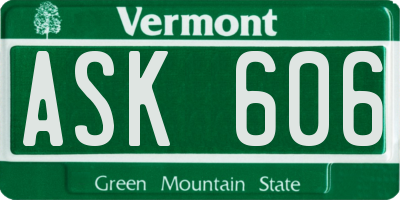 VT license plate ASK606