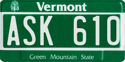 VT license plate ASK610