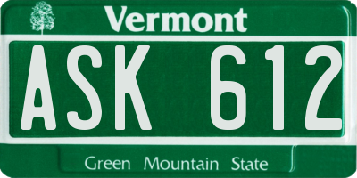 VT license plate ASK612