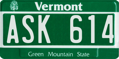 VT license plate ASK614
