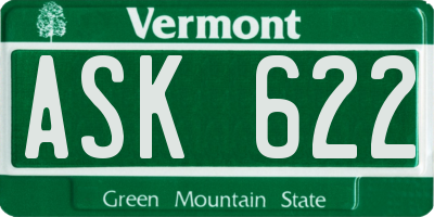 VT license plate ASK622